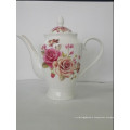 Eco-friendly feature porcelain teapot with flower printing with golden